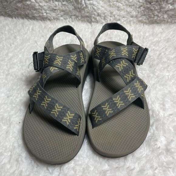 Men Chaco gray and khaki ZCloud straps sandals size 12